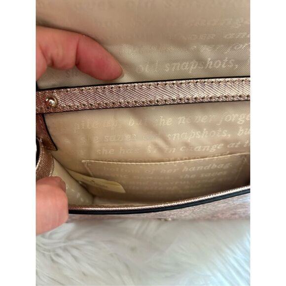 KATE SPADE NEW YORK pale pink GLITTER crossbody bag retails for $350 - Picture 5 of 9